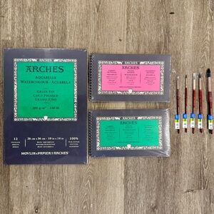 NEW Arches Watercolor Paper Princeton Neptune Synthetic Paintbrushes